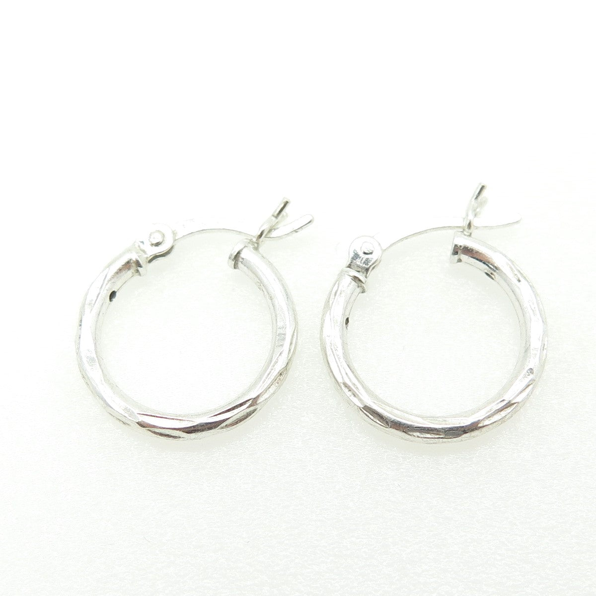 HAN 925 Sterling Silver Textured Hoop Earrings