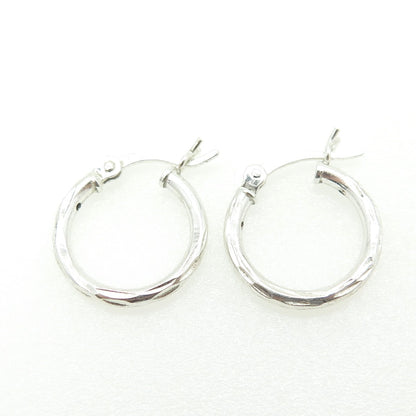 HAN 925 Sterling Silver Textured Hoop Earrings