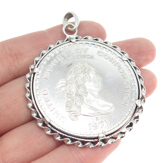 925 Sterling Vintage 1971 United Monetary Corporation Of America 1oz Pendant