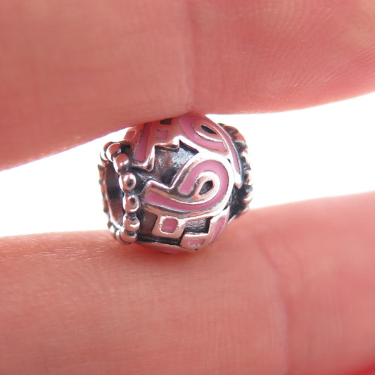 PANDORA 925 Sterling Enamel Pink Ribbon Breast Cancer Awareness Slide Bead Charm