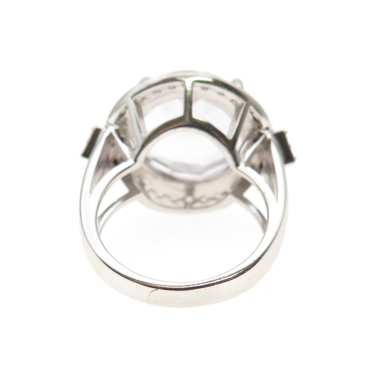 925 Sterling Silver Real Round-Cut Amethyst & White Topaz Ring Size 7