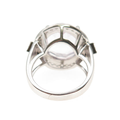 925 Sterling Silver Real Round-Cut Amethyst & White Topaz Ring Size 7