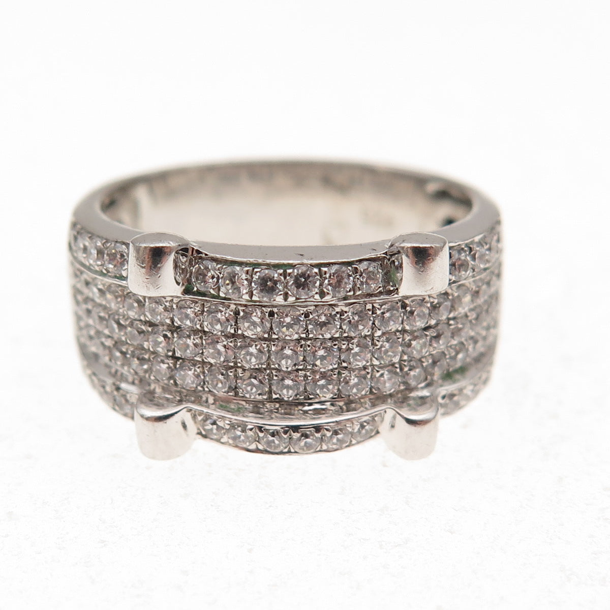 925 Sterling Silver Round-Cut C Z Sparkle Ring Size 7.25