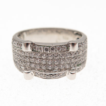 925 Sterling Silver Round-Cut C Z Sparkle Ring Size 7.25