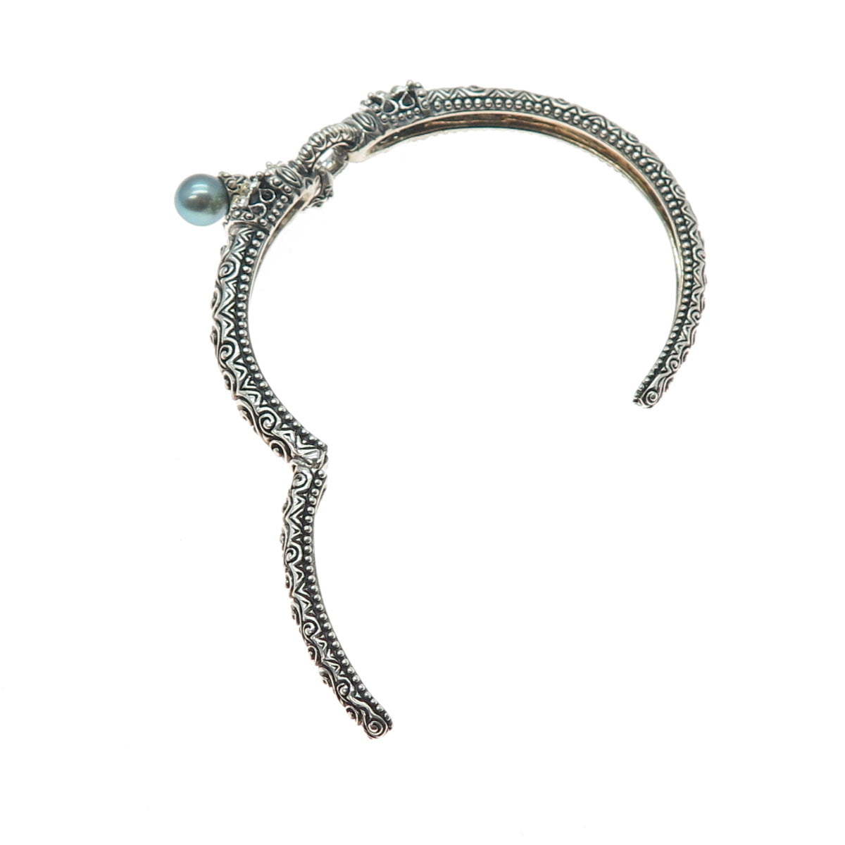 BARBARA BIXBY 925 Sterling Silver 18K Gold Pearl Charm Adjustable Bracelet 7.25"