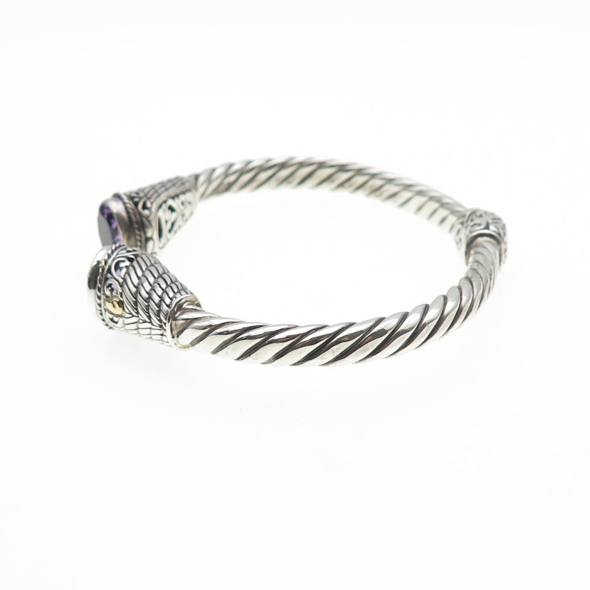 Samuel Benham Sterling 18K Gold Vintage Real Amethyst Adjustable Bracelet 6.5"