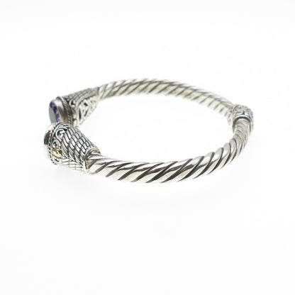 Samuel Benham Sterling 18K Gold Vintage Real Amethyst Adjustable Bracelet 6.5"