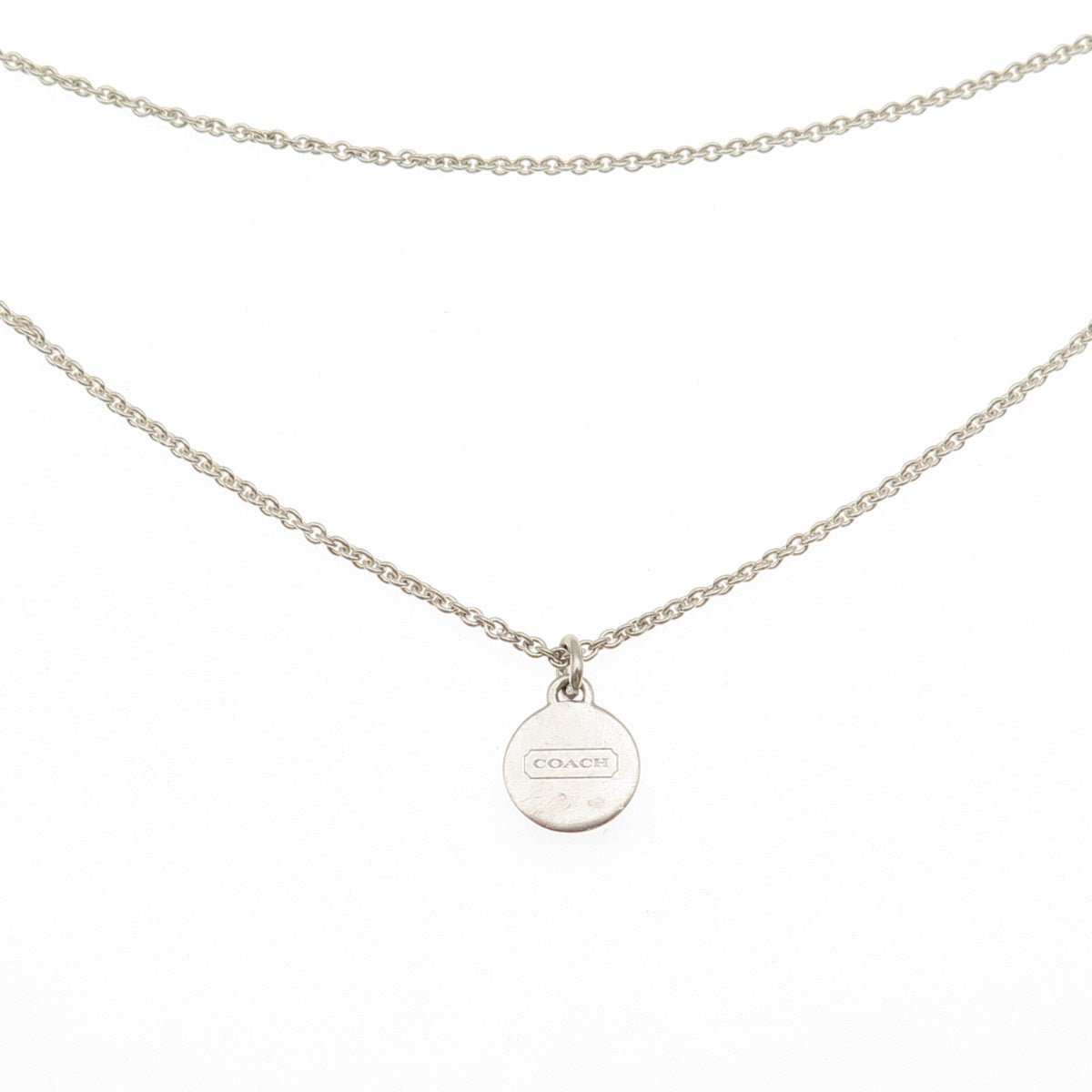 Coach 925 Sterling Silver Rhinestone Anchor 3-Strand Cable Chain Necklace 16"