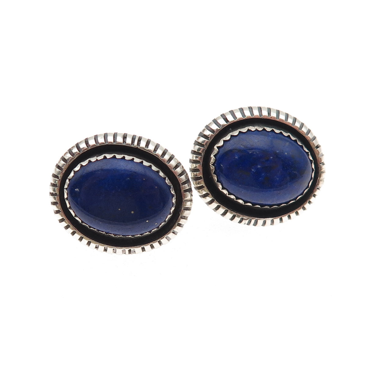 Old Pawn 925 Sterling Silver Vintage Southwestern Lapis Tribal Earrings