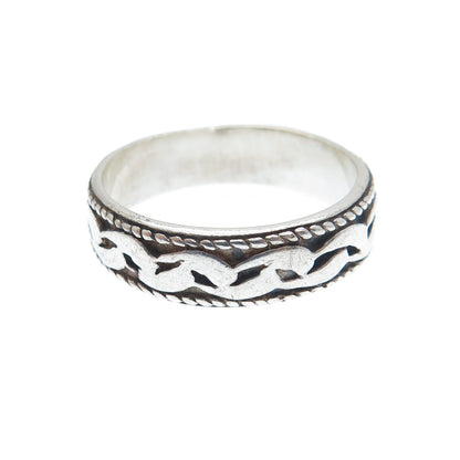 925 Sterling Silver Vintage Wavy Oxidized Band Ring Size 7.25