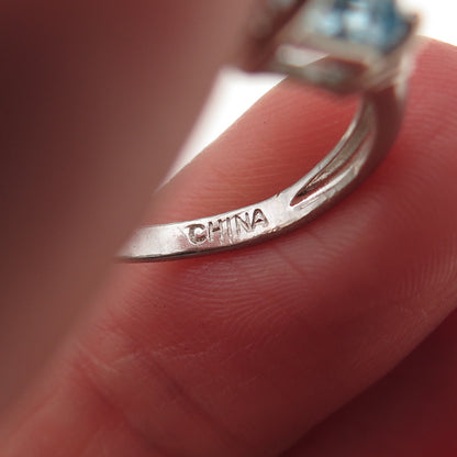 Ross Simons Sterling Silver Vintage Real Emerald-Cut Blue Topaz Ring Size 7.25
