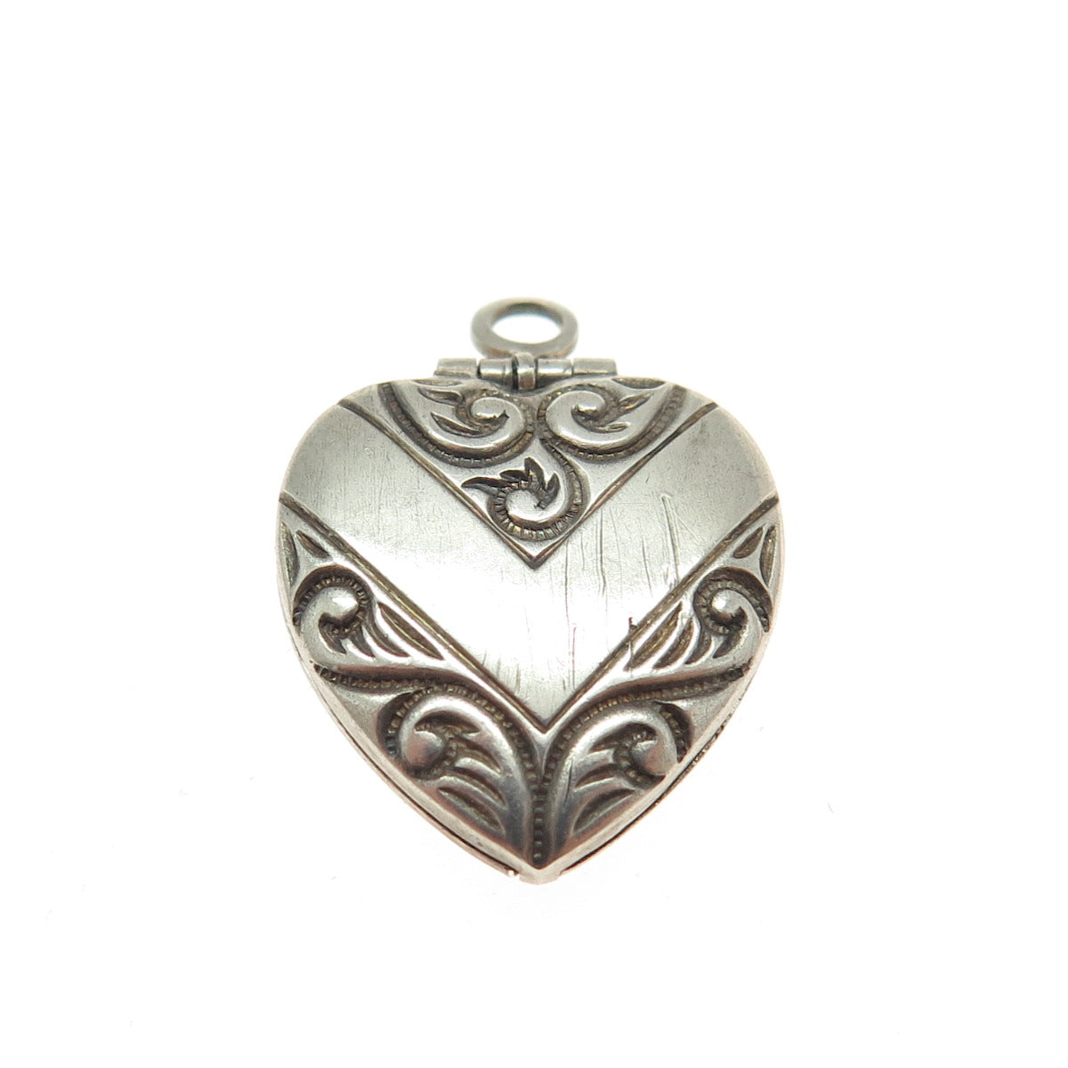 925 Sterling Silver Antique "Mother" Chatelaine Heart Locket Pendant