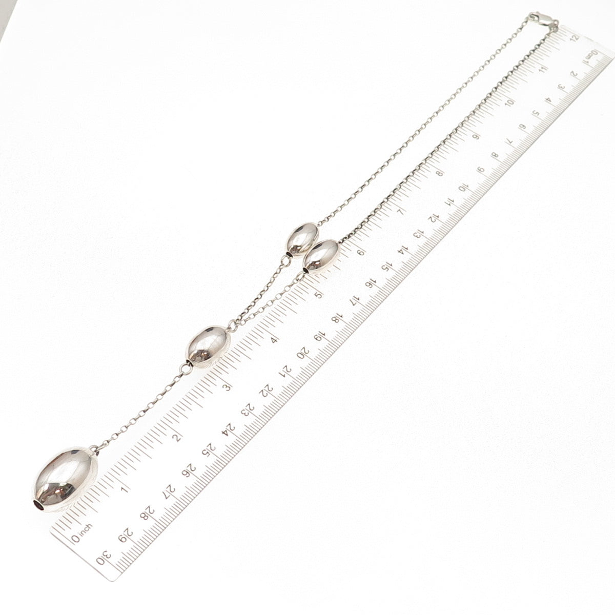 925 Sterling Silver Vintage Italy Beads Cable Chain Necklace 16"
