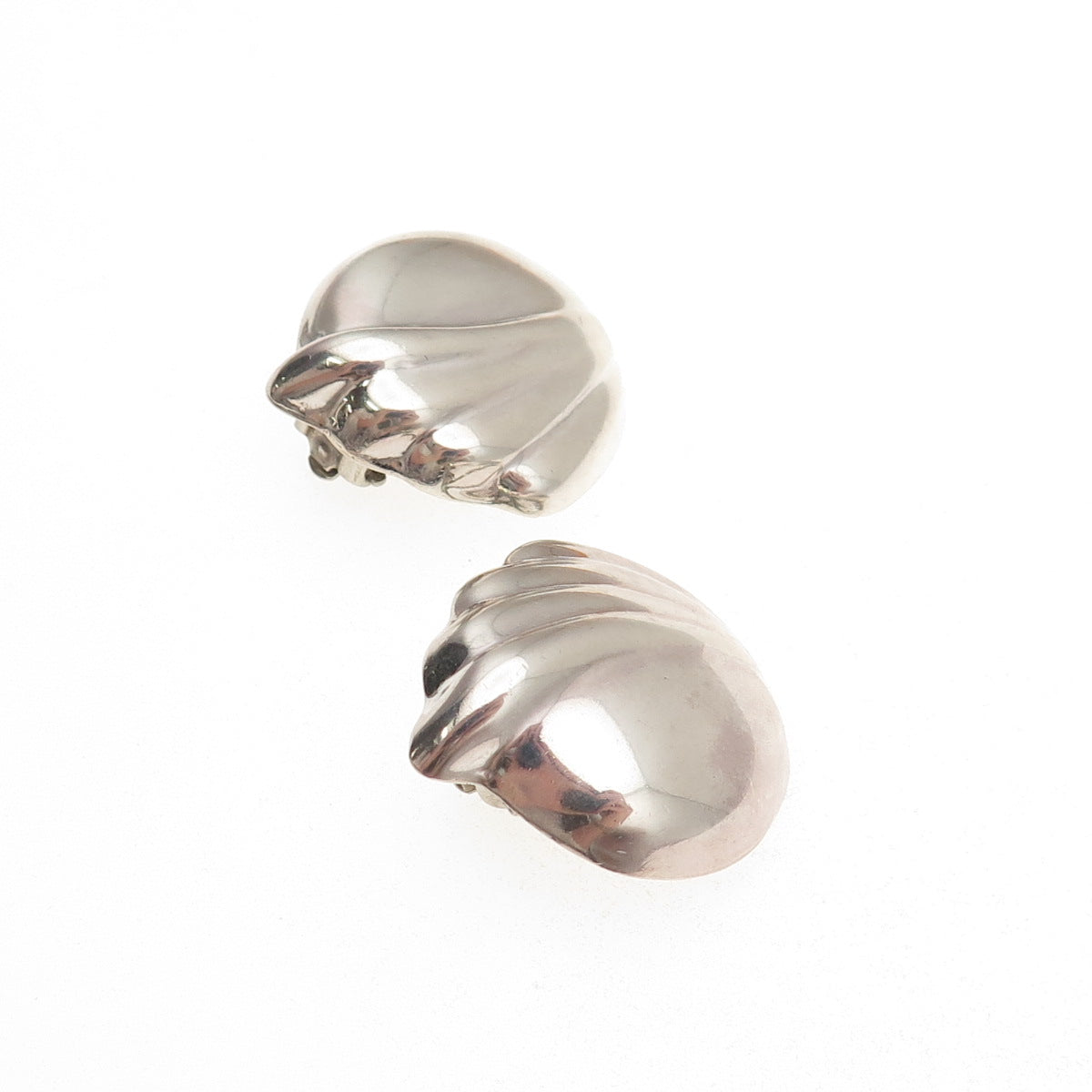 925 Sterling Silver Vintage Mexico Modernist Clip On Earrings
