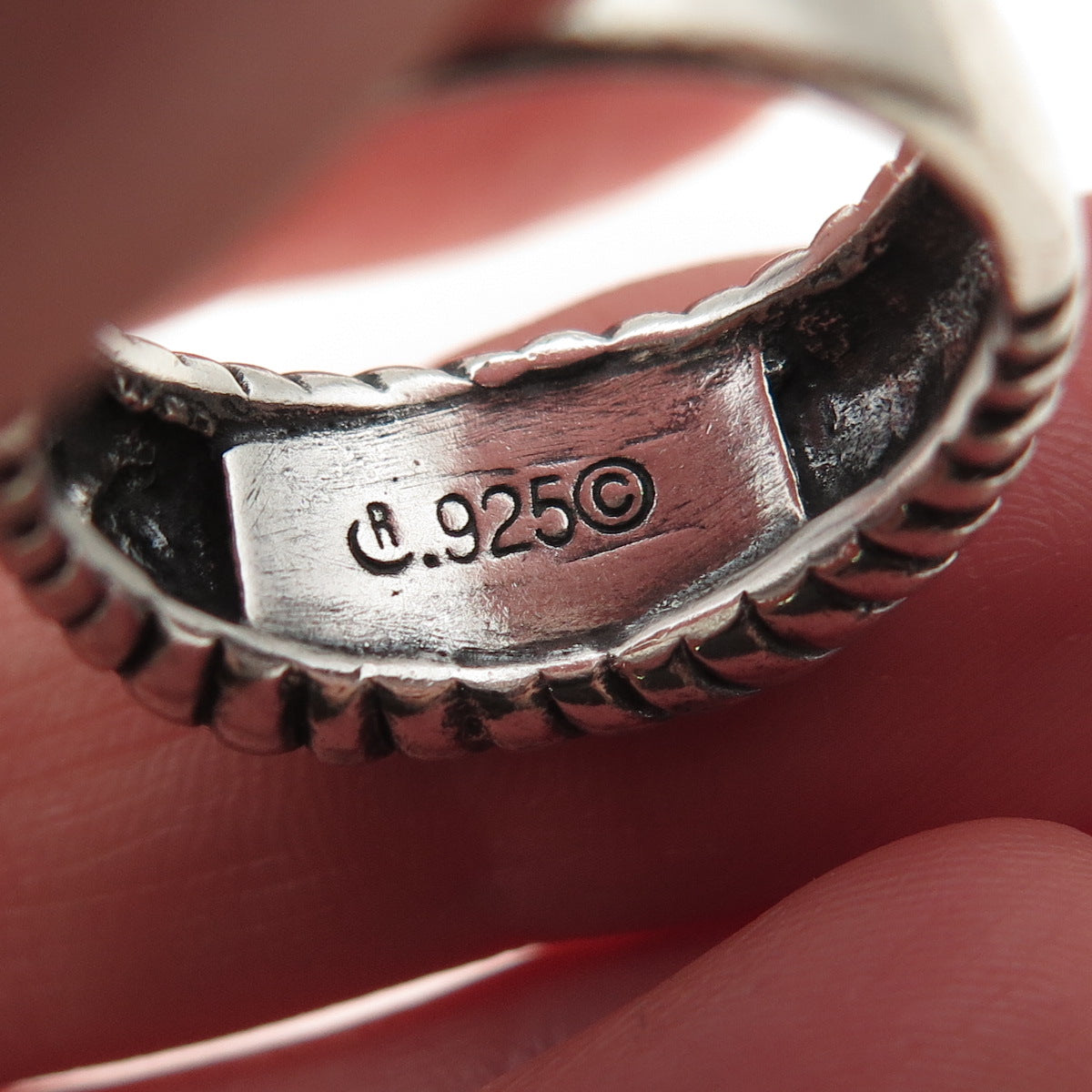 Carolyn Pollack 925 Sterling Silver Vintage Real Turquoise Oxidized Ring Size 7