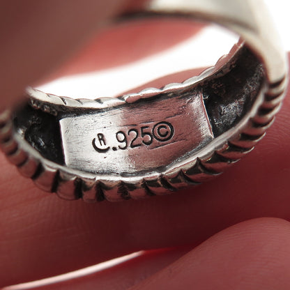 Carolyn Pollack 925 Sterling Silver Vintage Real Turquoise Oxidized Ring Size 7