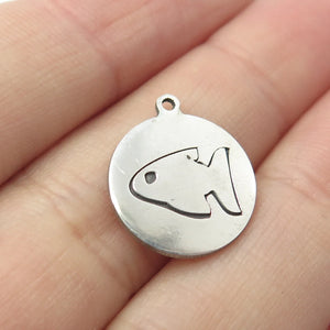 925 Sterling Silver USA Two In Town Fish Charm Pendant