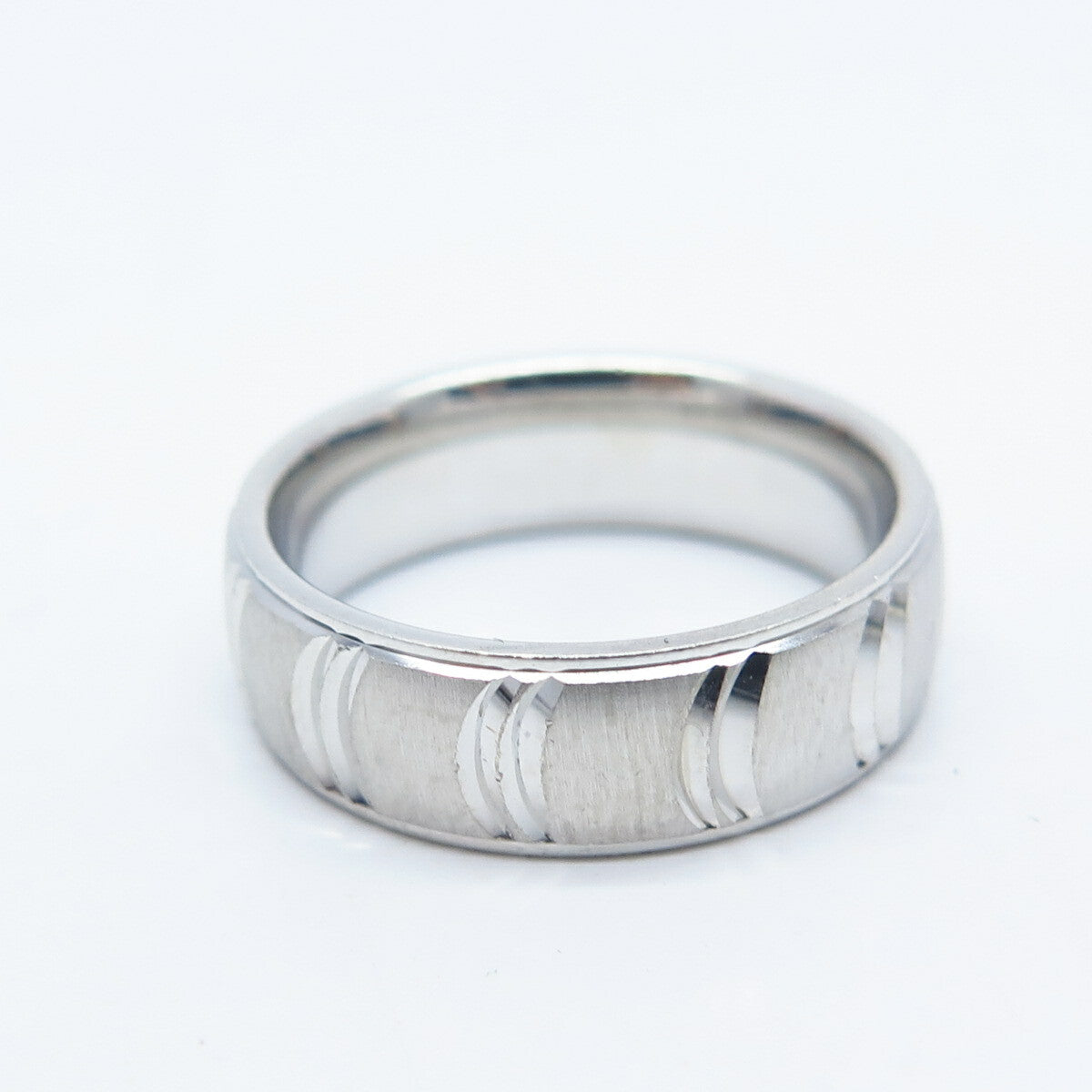 925 Sterling Silver Striped Band Ring Size 5.75