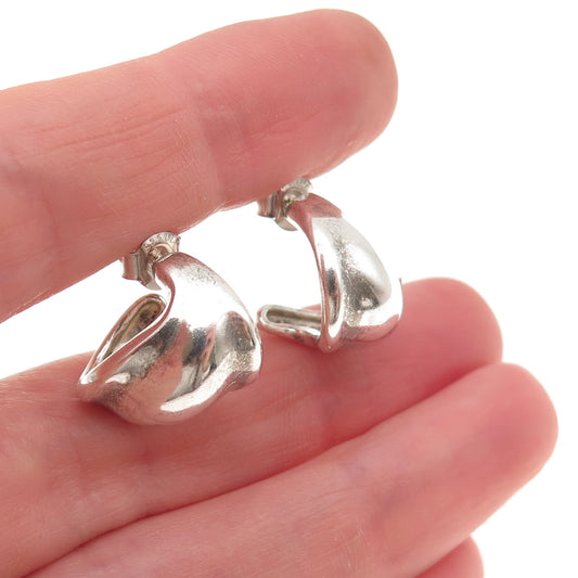 925 Sterling Silver 14K Gold Posts Vintage Modernist Oxidized Earrings