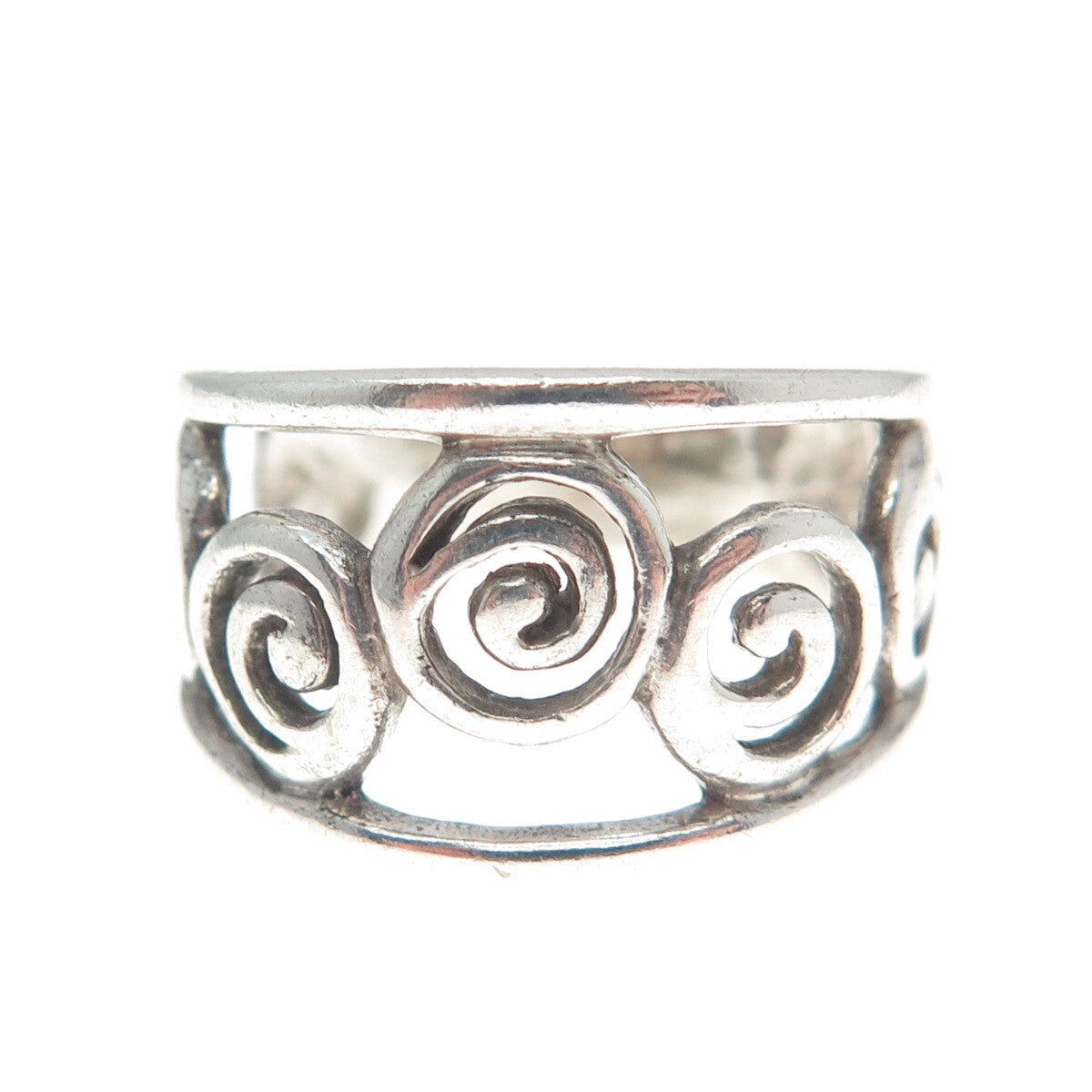 925 Sterling Silver Vintage Spiral Oxidized Ring Size 8.75