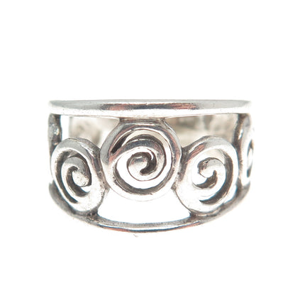 925 Sterling Silver Vintage Spiral Oxidized Ring Size 8.75