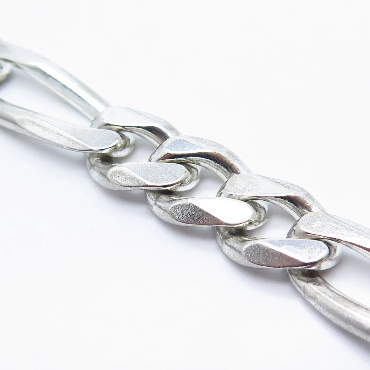 925 Sterling Silver Vintage Figaro Link Bracelet 8.5"