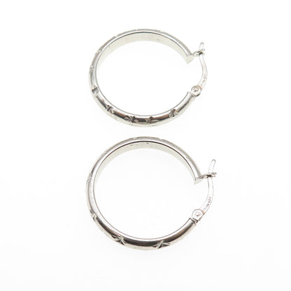 925 Sterling Silver Diamond-Cut Hoop Earrings