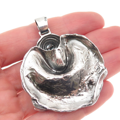 925 Sterling Vintage Portugal Pearl Modernist Spiral Pendant (missing 11 pearls)