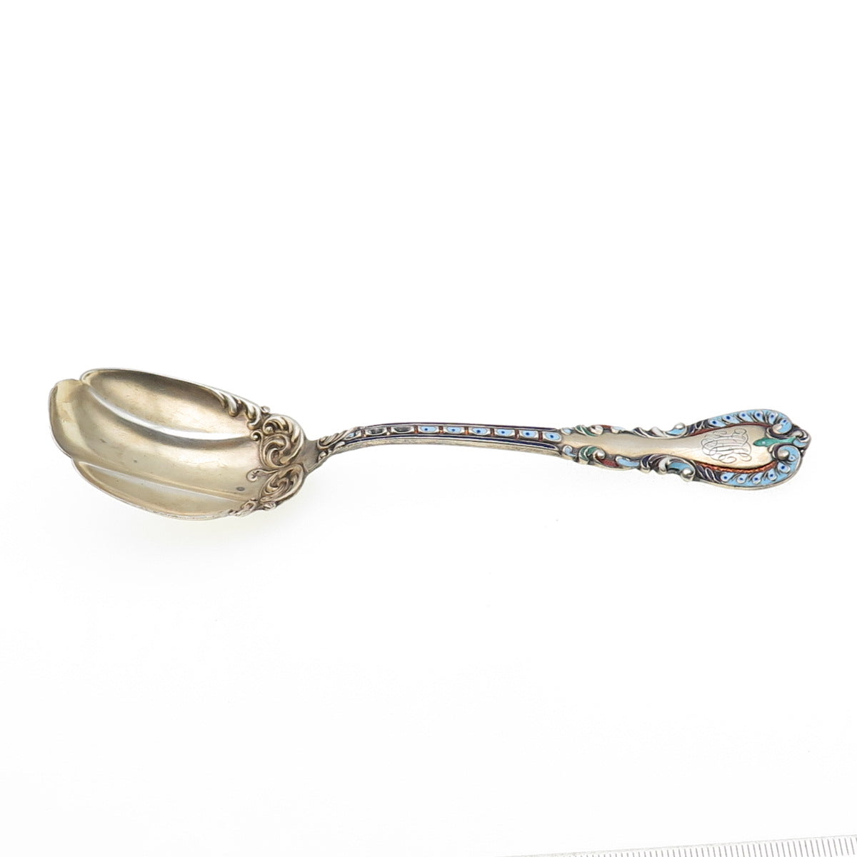Reed & Barton 925 Sterling Silver Antique 1894 Enamel Majestic Sugar Shell Spoon