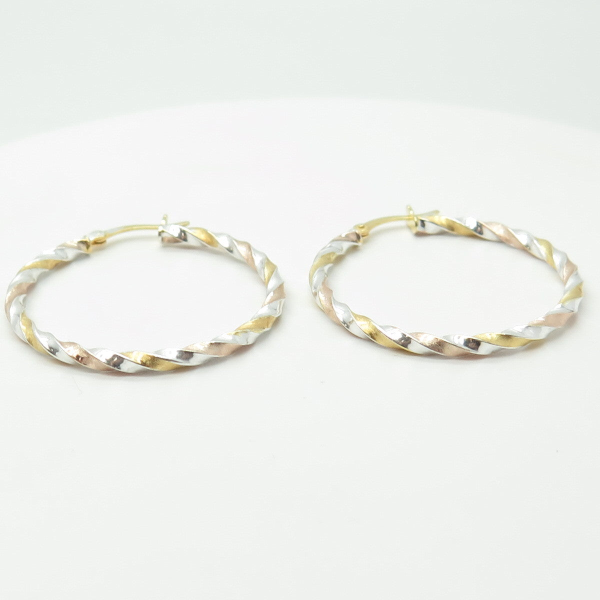 HAN 925 Sterling Silver 2-Tone Twisted Hoop Earrings