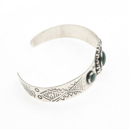 Old Pawn 925 Sterling Silver Vintage Kingman Turquoise Adjustable Bracelet 6.25"