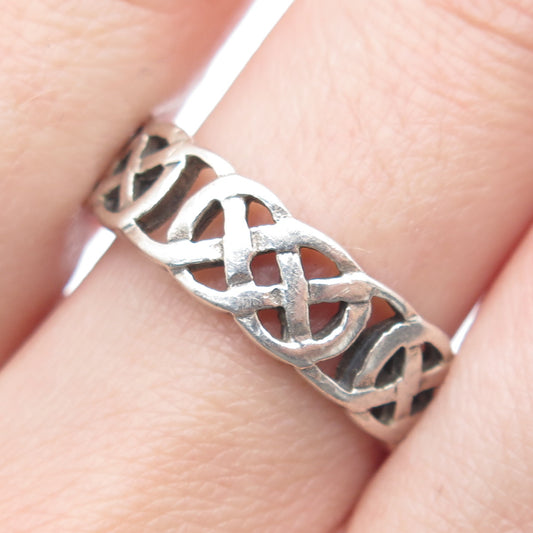 925 Sterling Silver Vintage Celtic Love Knot Band Ring Size 10