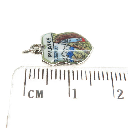 800 Silver Antique Enamel Pilatus 7000 Feet Switzerland Minimalist Charm Pendant