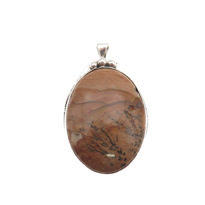 925 Sterling Silver Vintage Real Picture Jasper Charm Pendant