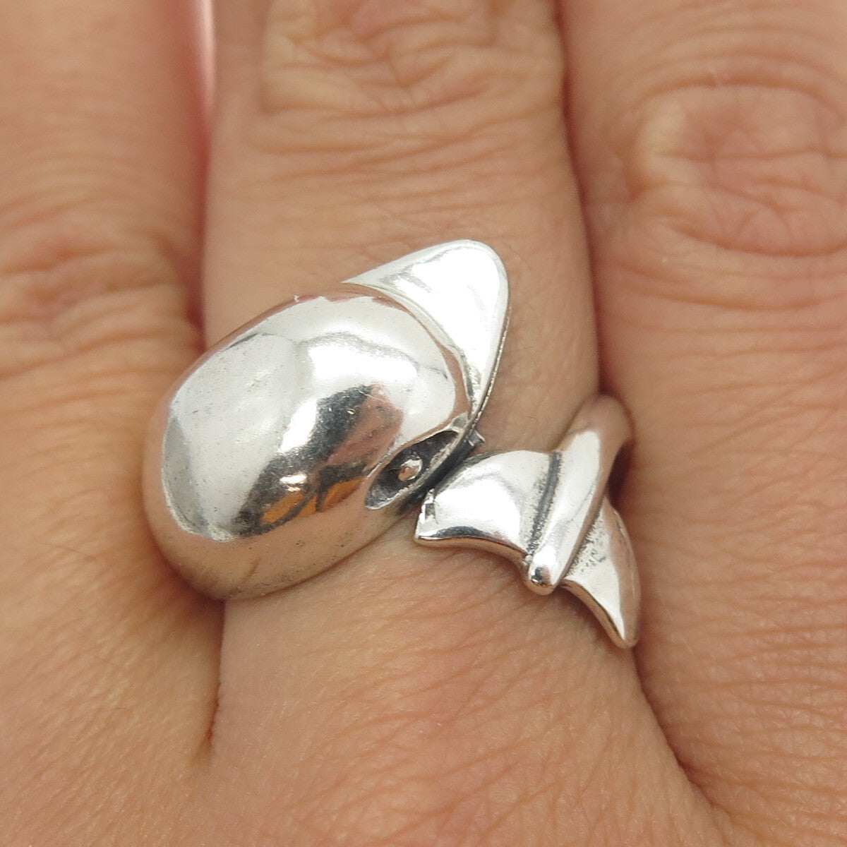 925 Sterling Silver Vintage Friendly Dolphin Adjustable Ring Size 8.5