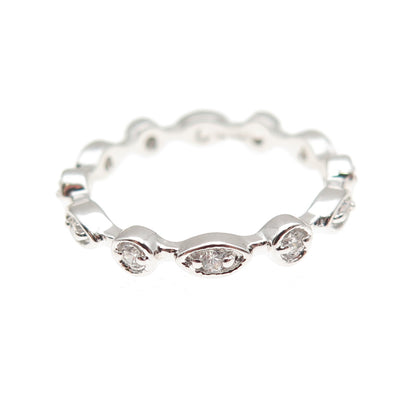 925 Sterling Silver Round-Cut C Z All Around Band Ring Size 6