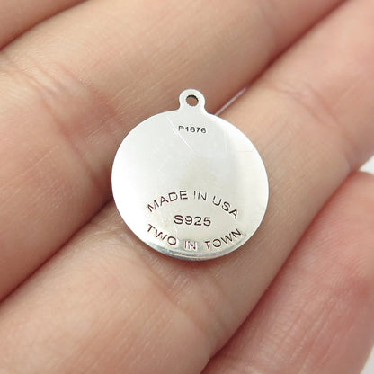 925 Sterling Silver USA Two In Town Dog / Puppy Charm Pendant