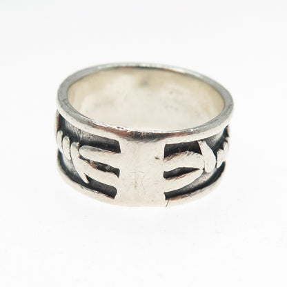 KEN CRAFTS 925 Sterling Silver Vintage Barbed Wire Oxidized Band Ring Size 9.75