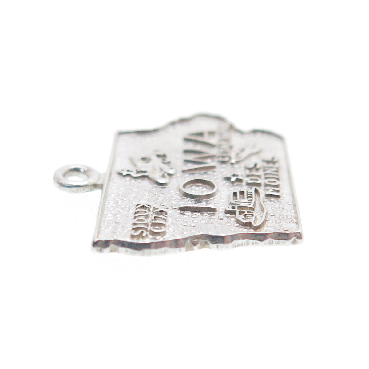 FRENCH & FRANKLIN 925 Sterling Silver Vintage Iowa State Minimalist Pendant