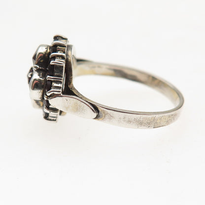 900 Silver Vintage Czechia Real Bohemian Garnet Oxidized Ring Size 6.5
