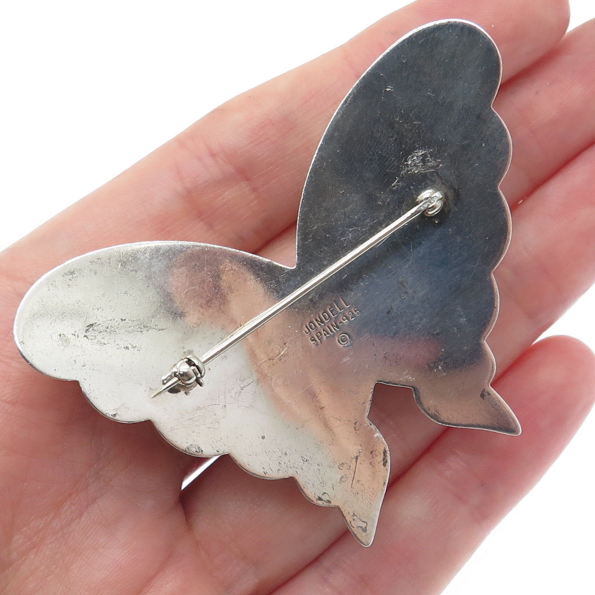 JONDELL 925 Sterling Silver Vintage Spain Puffy Butterfly Pin Brooch
