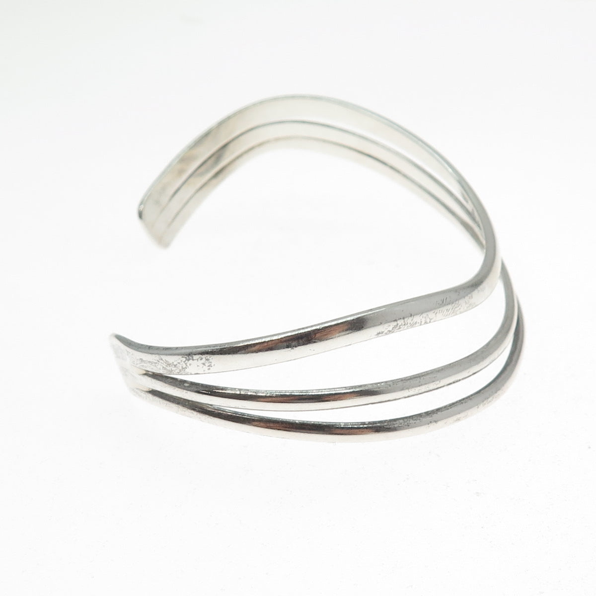 JS JOSEPH SCHMID 925 Sterling Vintage Modernist Wavy Adjustable Bracelet 6.75"