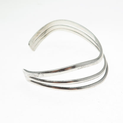 JS JOSEPH SCHMID 925 Sterling Vintage Modernist Wavy Adjustable Bracelet 6.75"