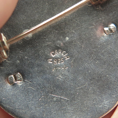 925 Sterling Silver Vintage Mexico A. Garcia Fish Round Pin Brooch