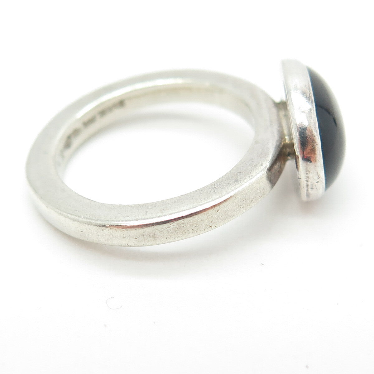 KALIBRE 925 Sterling Silver Vintage 1983 Real Black Onyx Gemstone Ring Size 6