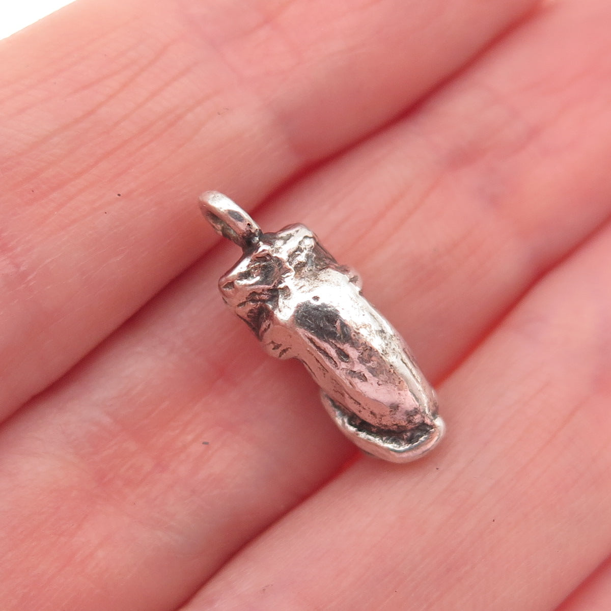 925 Sterling Silver Vintage Can't Hear Wise Monkey 3D Mini Charm Pendant
