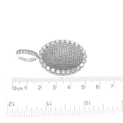 DESIGNS BY YAGI 925 Sterling Silver Round-Cut Shaped C Z Sparkle Oval Pendant