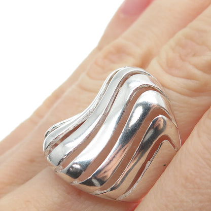925 Sterling Silver Vintage Modernist Wavy Ring Size 6.25