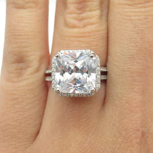 925 Sterling Silver Princess-Cut Shaped C Z Ring Size 5.75