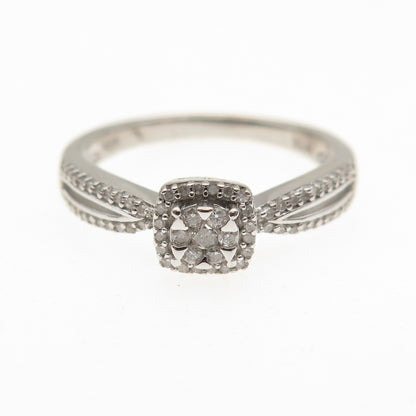 Sun 925 Sterling Silver Real Round-Cut Diamond Engagement Ring Size 7